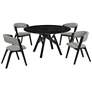 Venus and Rowan 5 Piece Round Dining Set with Black Marble and Rubberwood