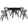 Venus and Rowan 5 Piece Round Dining Set with Black Marble and Rubberwood