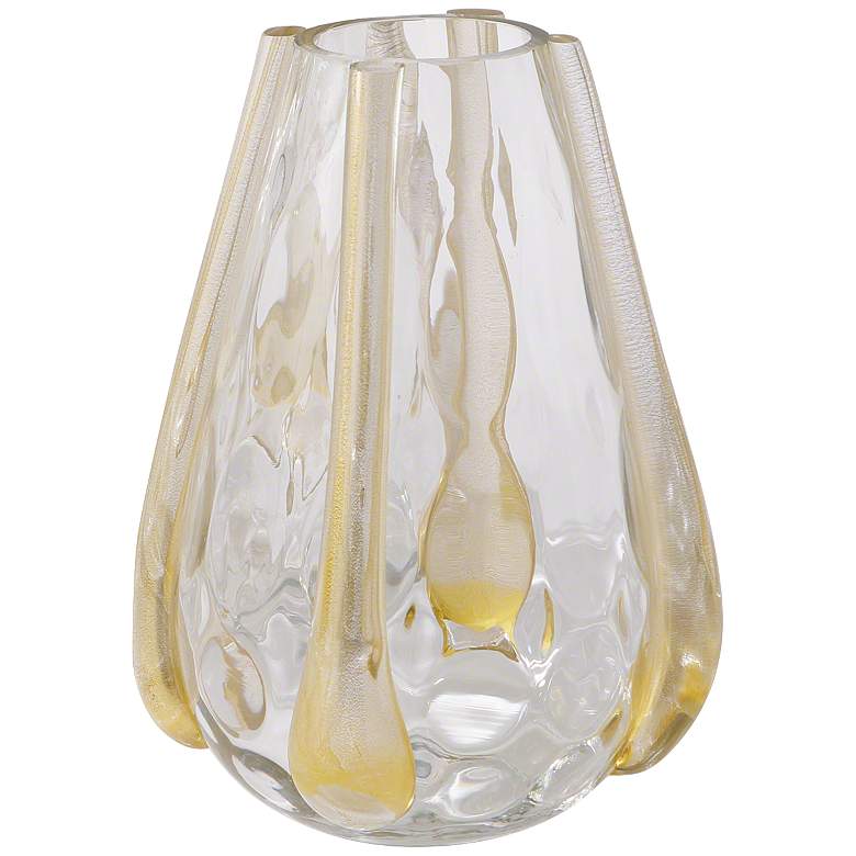 Image 1 Venus Large Clear and Gold 11 inch High Art Glass Vase