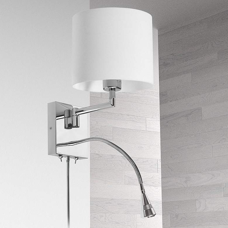 Image 1 Vera 12" High Polished Chrome Wall Sconce with Reading Light