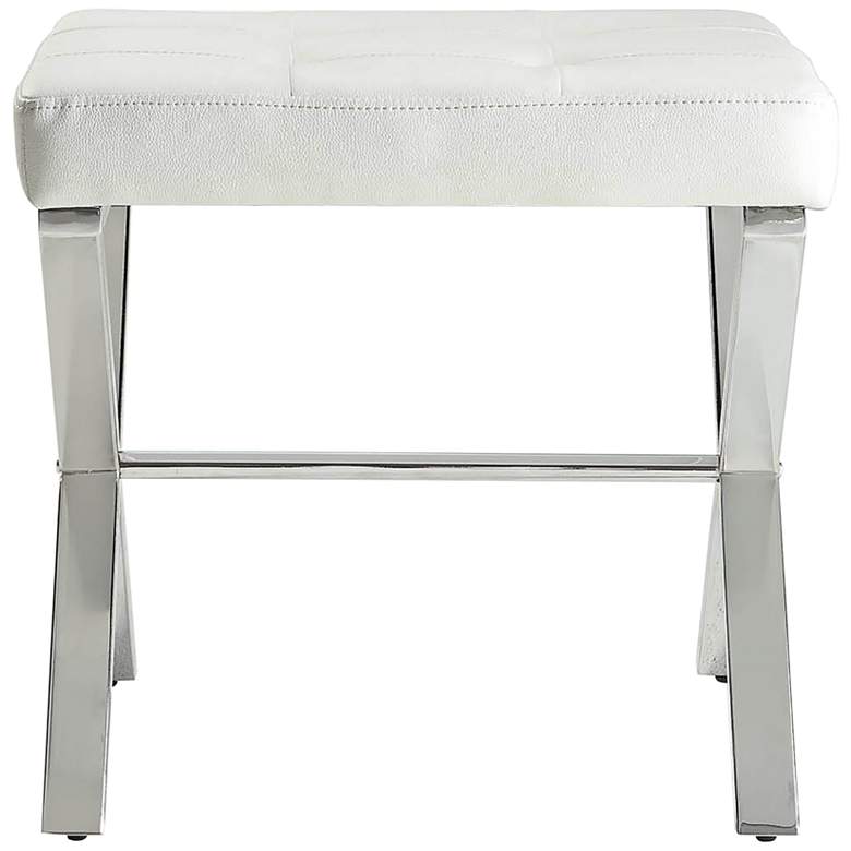 Image 2 Vera 20" Wide White Tufted Leatherette Vanity Bench