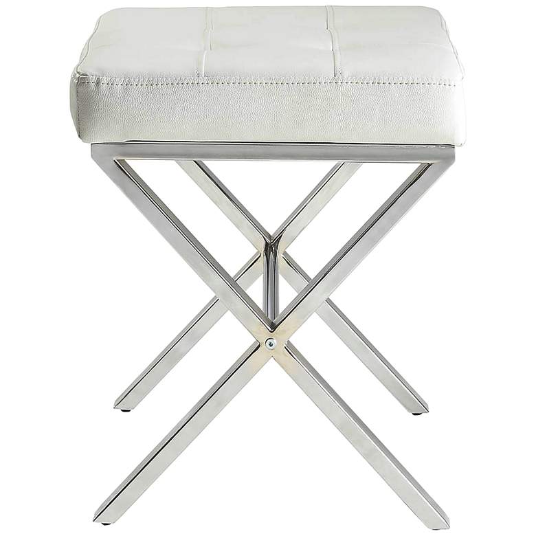 Image 4 Vera 20" Wide White Tufted Leatherette Vanity Bench more views