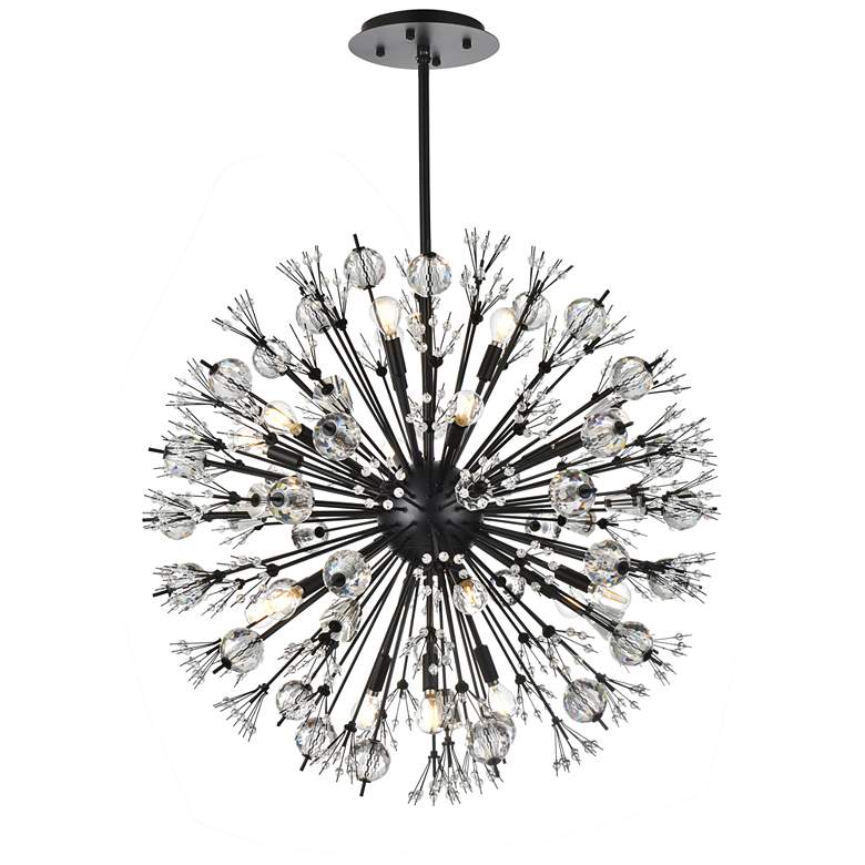 Image 1 Vera 32" Crystal Starburst Round Pendant In Black