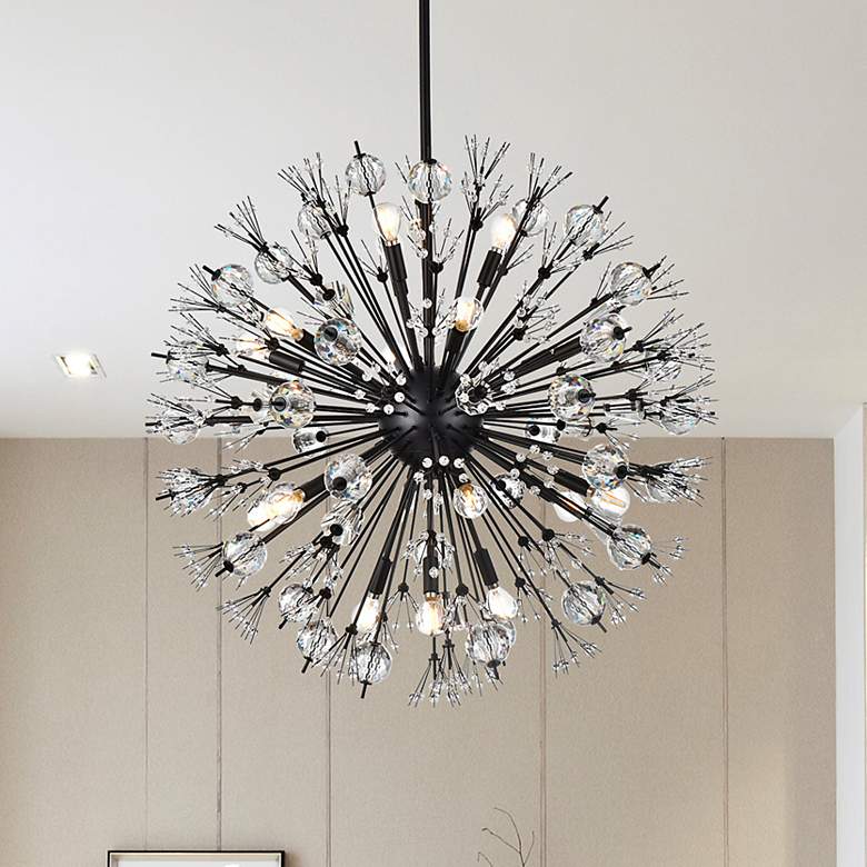 Image 1 Vera 32" Crystal Starburst Round Pendant In Black