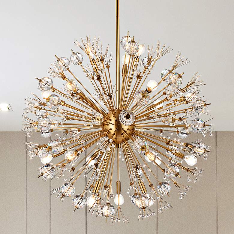 Image 2 Vera 32" Wide Gold 18-Light Starburst Globe Pendant