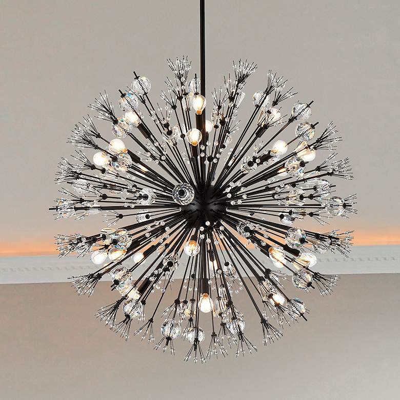 Image 1 Vera 38" Crystal Starburst Round Pendant In Black