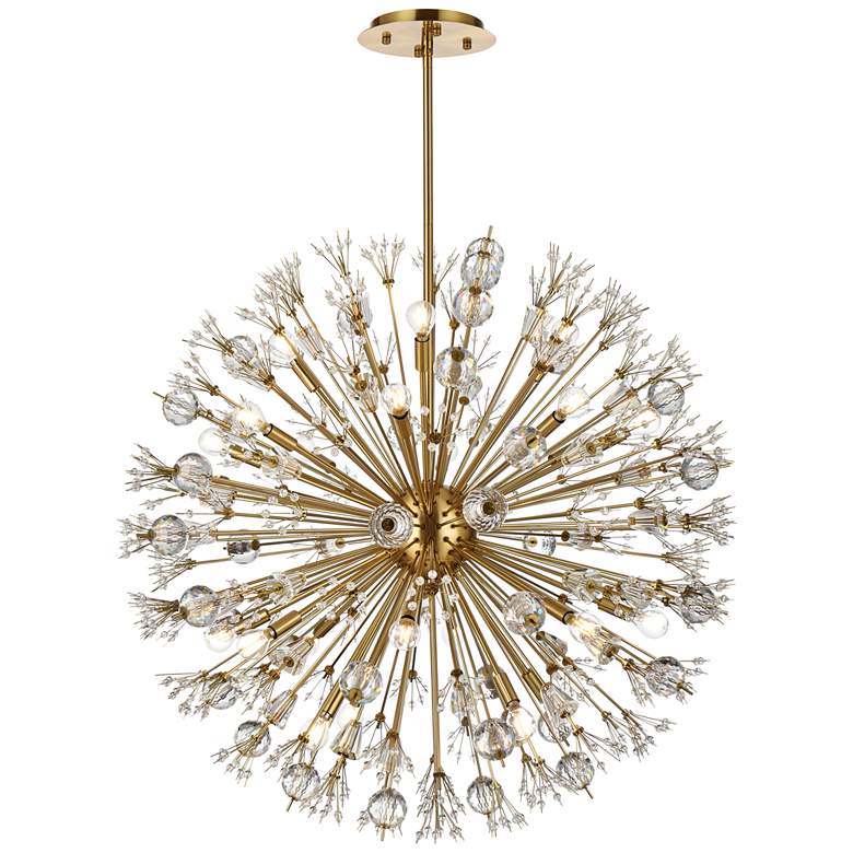 Image 1 Vera 38" Crystal Starburst Round Pendant In Gold