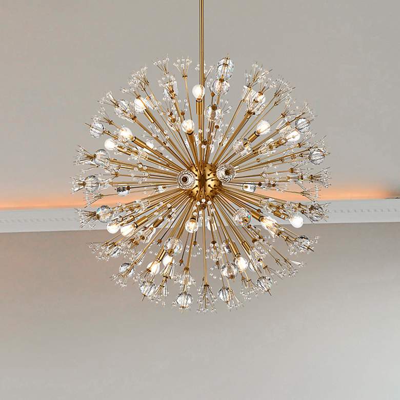 Image 1 Vera 38" Crystal Starburst Round Pendant In Gold