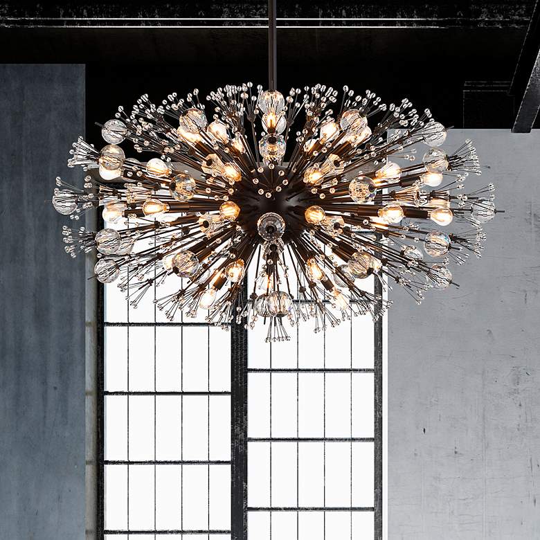 Image 1 Vera 42" Crystal Starburst Oval Pendant In Black
