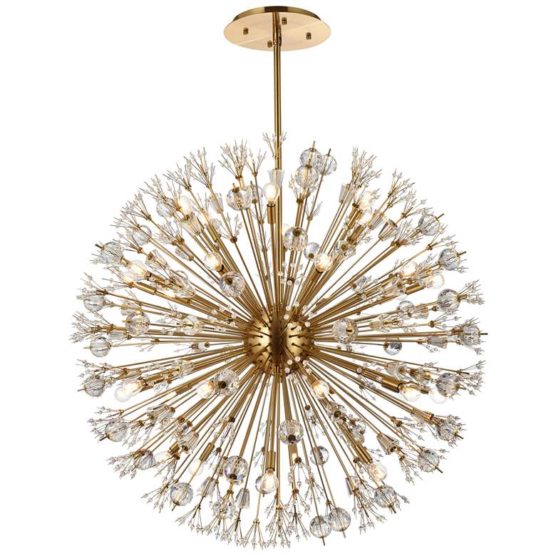 Image 2 Vera 44" Crystal Starburst Round Pendant In Gold