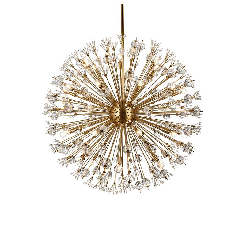 Image 4 Vera 44" Crystal Starburst Round Pendant In Gold more views