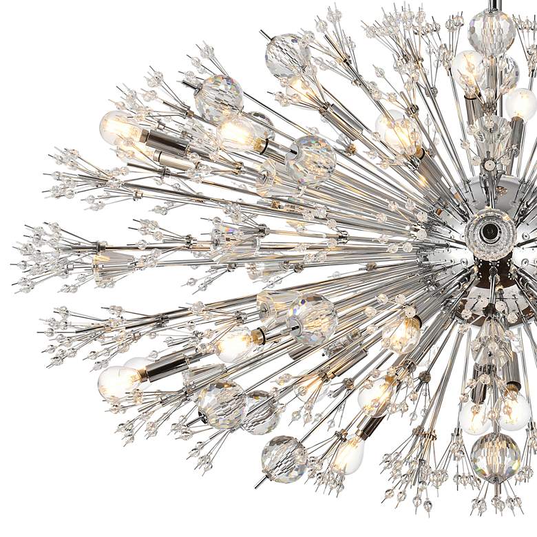 Image 4 Vera 48" Wide Chrome Metal 38-Light Starburst Oval Pendant more views