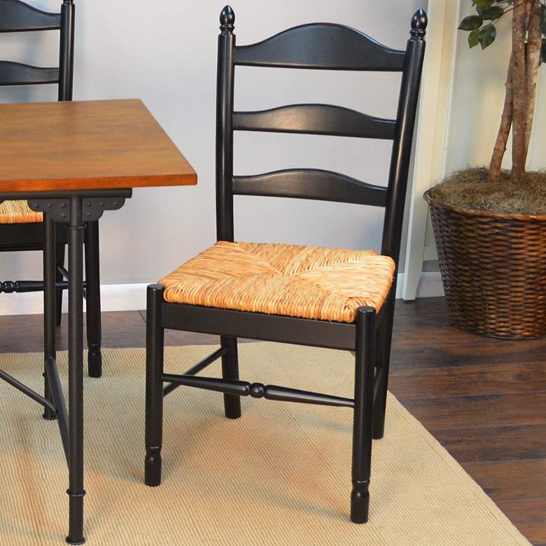 Image 1 Vera Antique Black Wood Ladder Back Dinning Chair