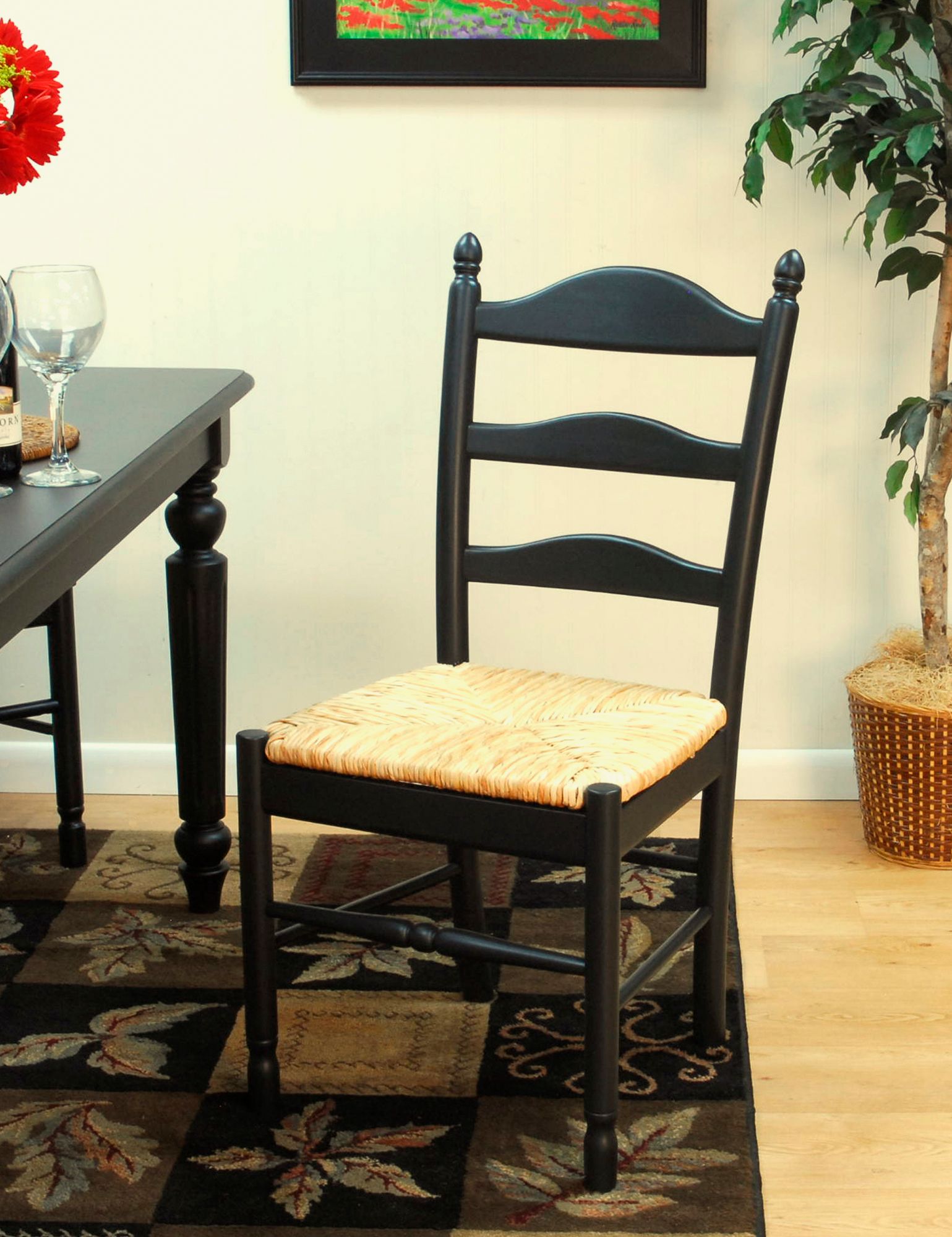 Image 3 Vera Antique Black Wood Ladder Back Dinning Chair more views
