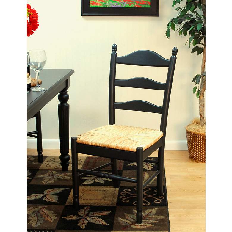 Image 3 Vera Antique Black Wood Ladder Back Dinning Chair more views