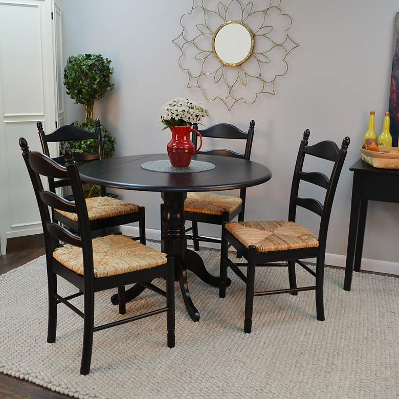 Image 4 Vera Antique Black Wood Ladder Back Dinning Chair more views