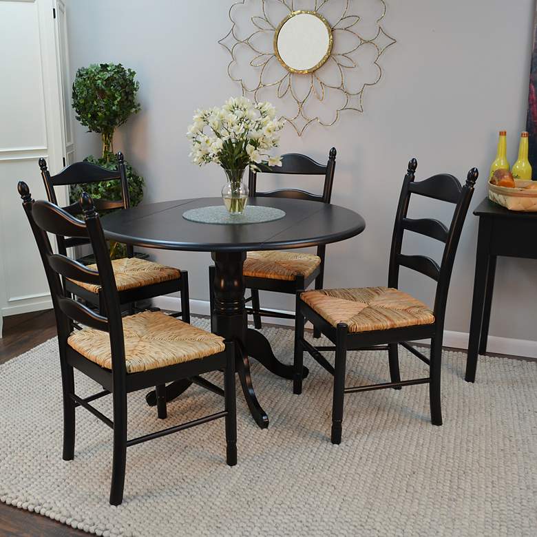 Image 5 Vera Antique Black Wood Ladder Back Dinning Chair more views