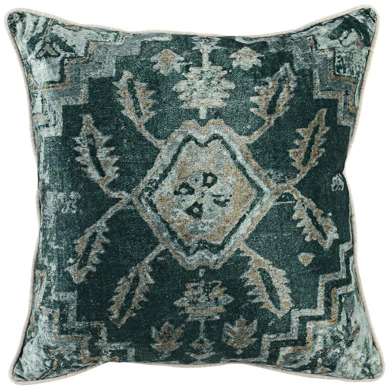 Image 1 Vera Emerald Green Multi-Color 18 inch Square Throw Pillow