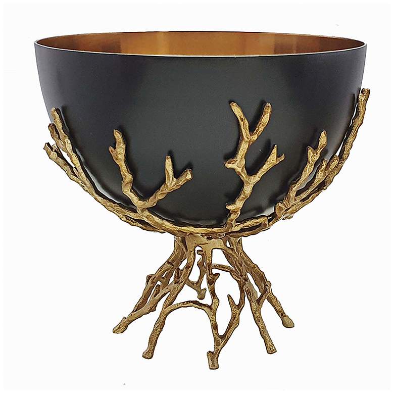 Image 1 Vera Soft Gold and Black Twig Metal Decorative Bowl