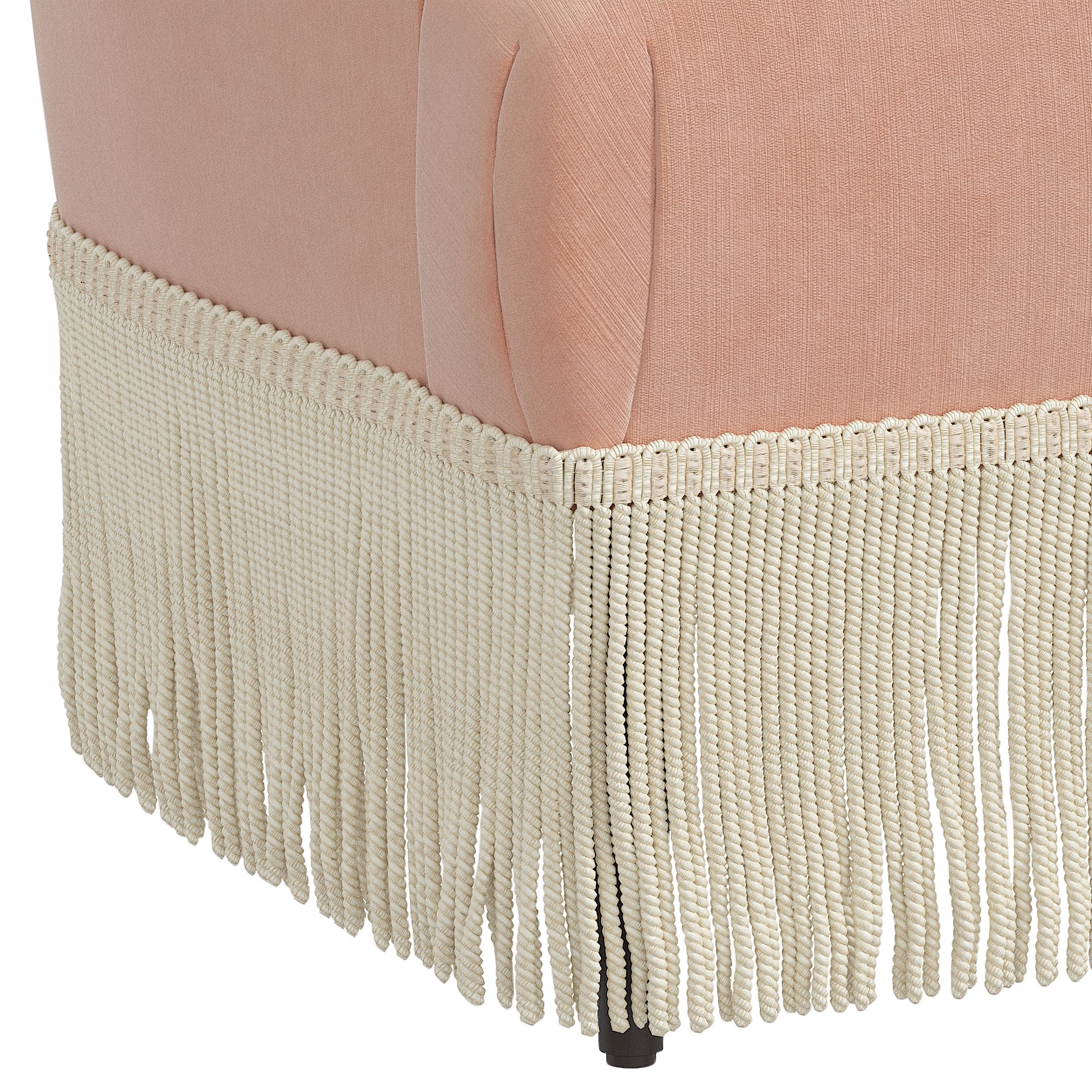 Image 3 Vera Titan Pink Champagne Fabric Accent Chair w/Fringe Trim Made to Order more views