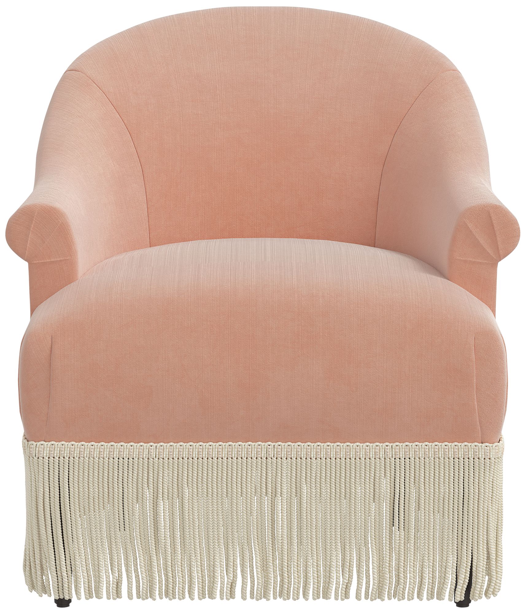 Vera Titan Pink Champagne Fabric Accent Chair w/Fringe Trim Made to Order