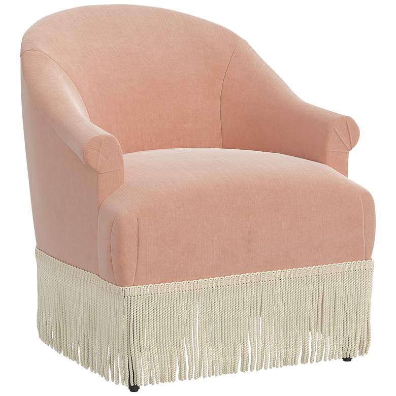 Image 1 Vera Titan Pink Champagne Fabric Accent Chair with Fringe Trim