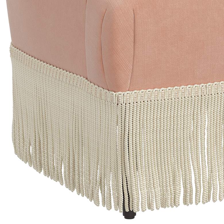 Image 3 Vera Titan Pink Champagne Fabric Accent Chair with Fringe Trim more views