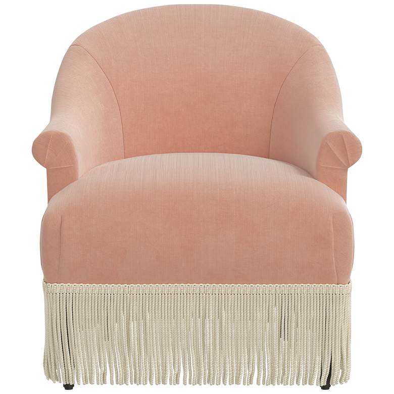Image 5 Vera Titan Pink Champagne Fabric Accent Chair with Fringe Trim more views