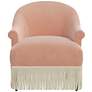 Vera Titan Pink Champagne Fabric Accent Chair with Fringe Trim