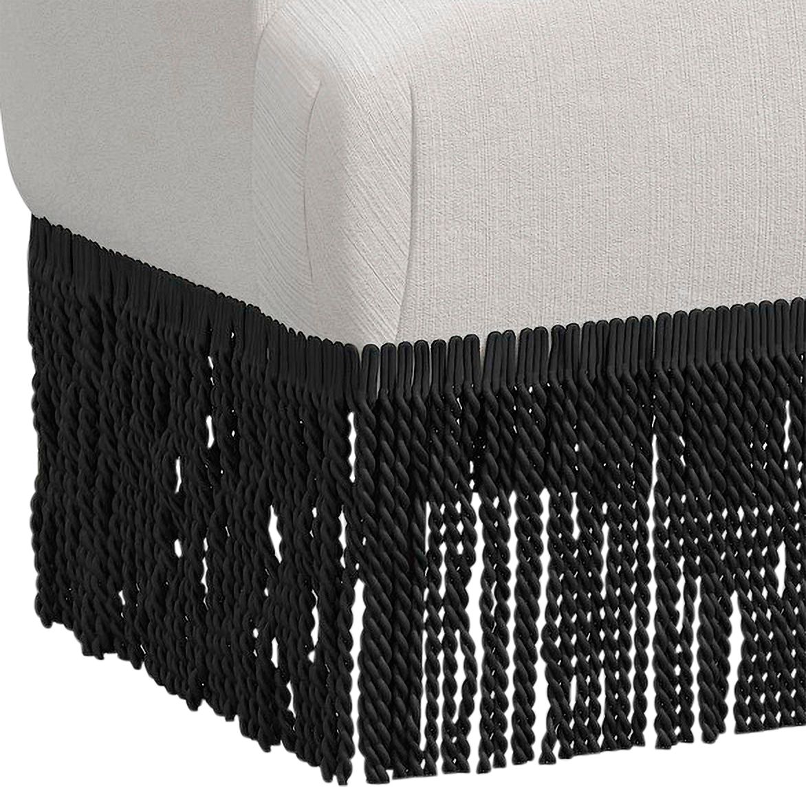 Image 3 Vera Titan Snow Fabric Accent Chair with Black Fringe Trim - Made to Order more views