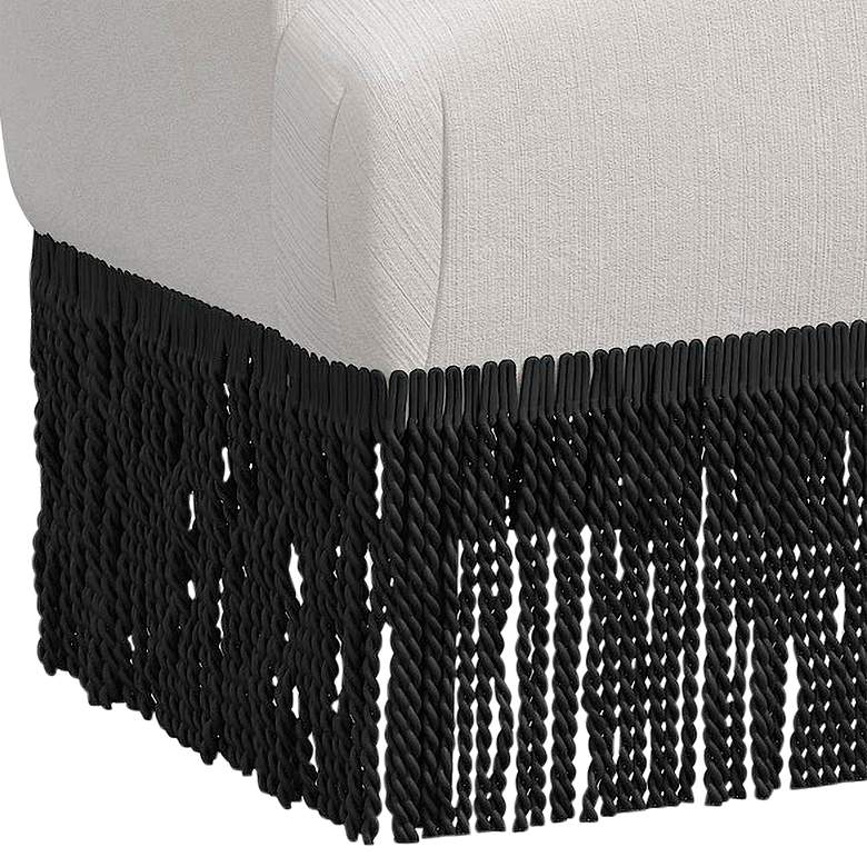 Image 3 Vera Titan Snow Fabric Accent Chair with Black Fringe Trim more views