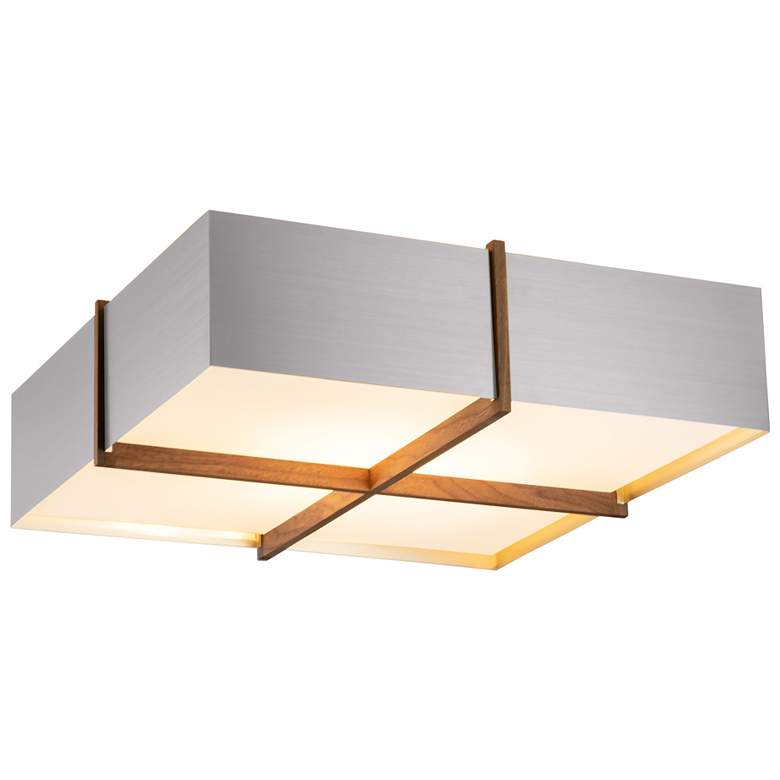 Image 1 Veram 18" Wide Walnut 2700K LED Flushmount With Brushed Aluminum Shade