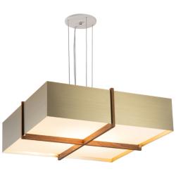 Veram 18" Wide Walnut 2700K LED Pendant With Brushed Brass Shade