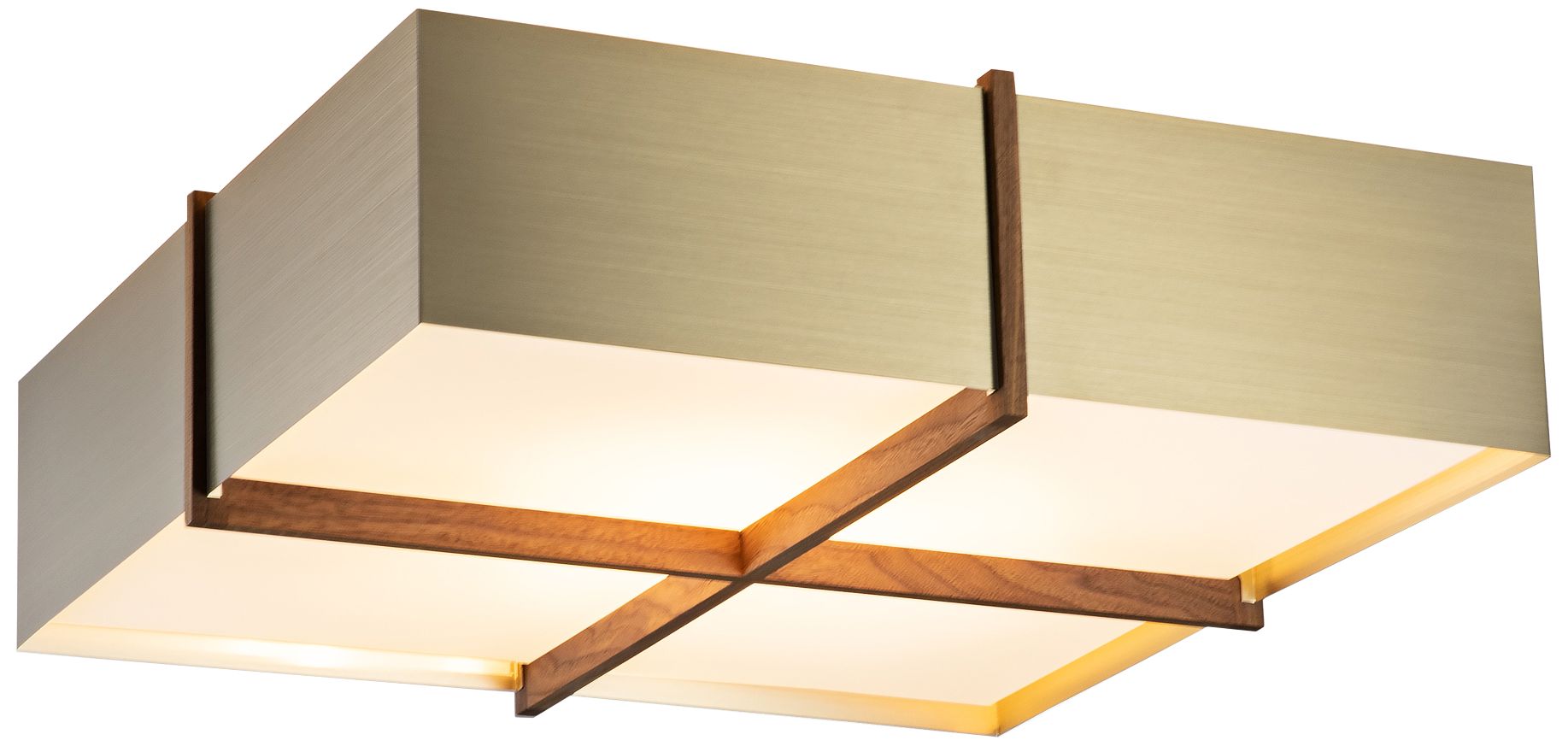 Veram 18" Wide Walnut 3000K LED Flushmount With Brushed Brass Shade