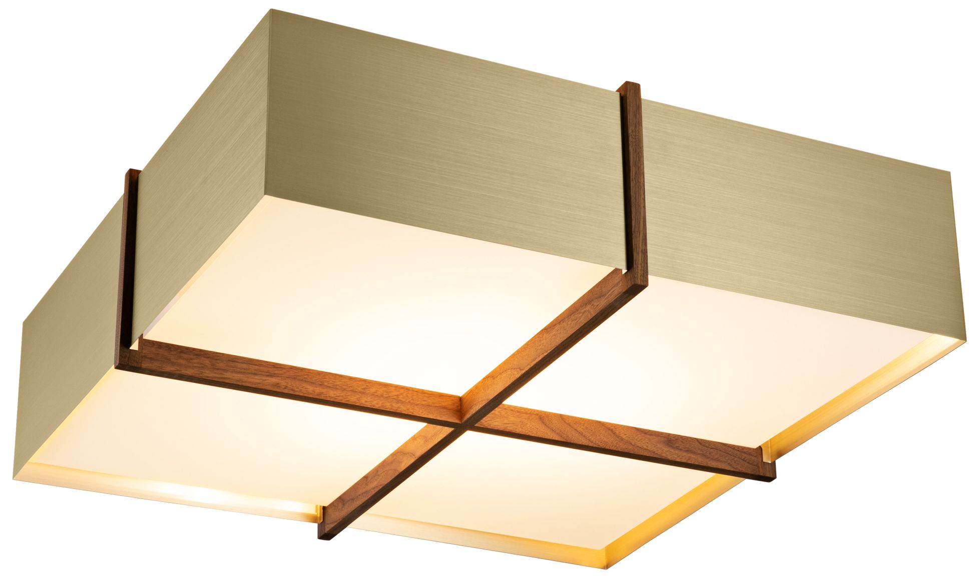 Image 3 Veram 18" Wide Walnut 3000K LED Flushmount With Brushed Brass Shade more views