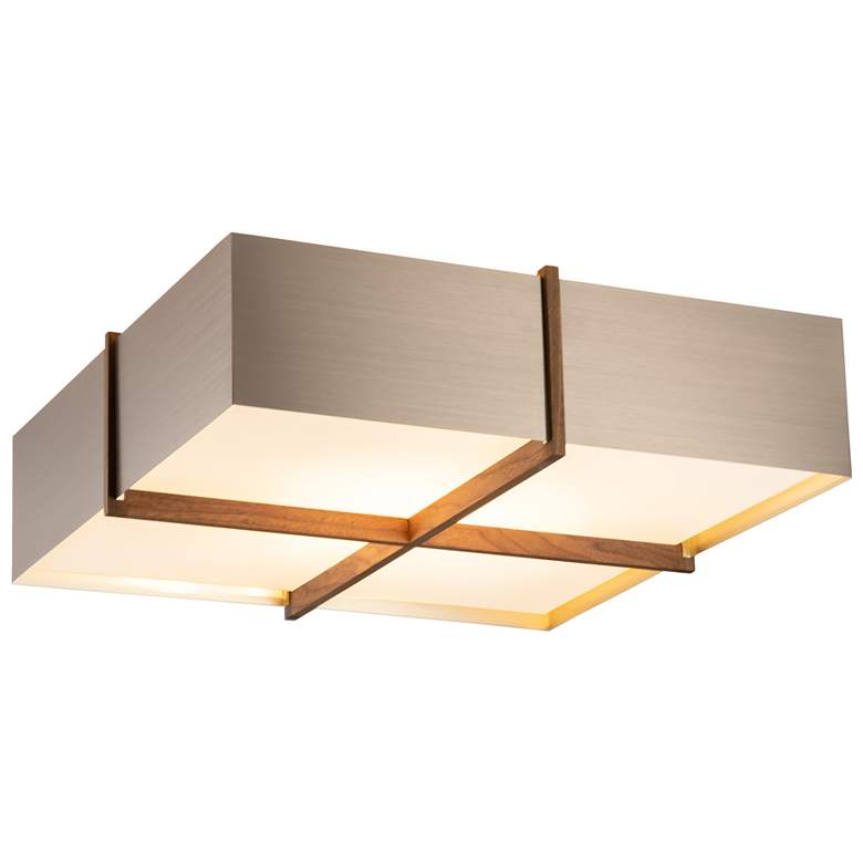 Image 1 Veram 18" Wide Walnut 3000K LED Flushmount With Brushed Rose Gold Shad