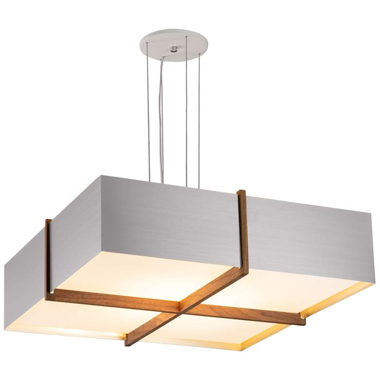 Image 1 Veram 18" Wide Walnut 3000K LED Pendant With Brushed Aluminum Shade
