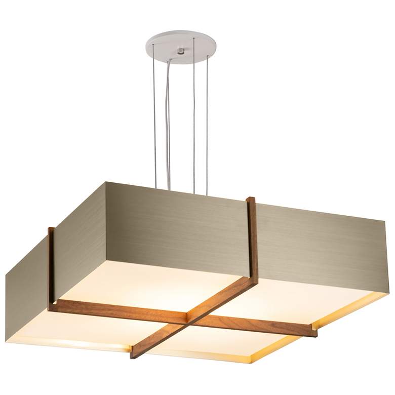 Image 1 Veram 18" Wide Walnut 3000K LED Pendant With Distressed Brass Shade
