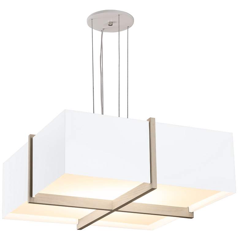 Image 1 Veram 18" Wide White Washed Oak 3000K LED Pendant With Gloss White Sha