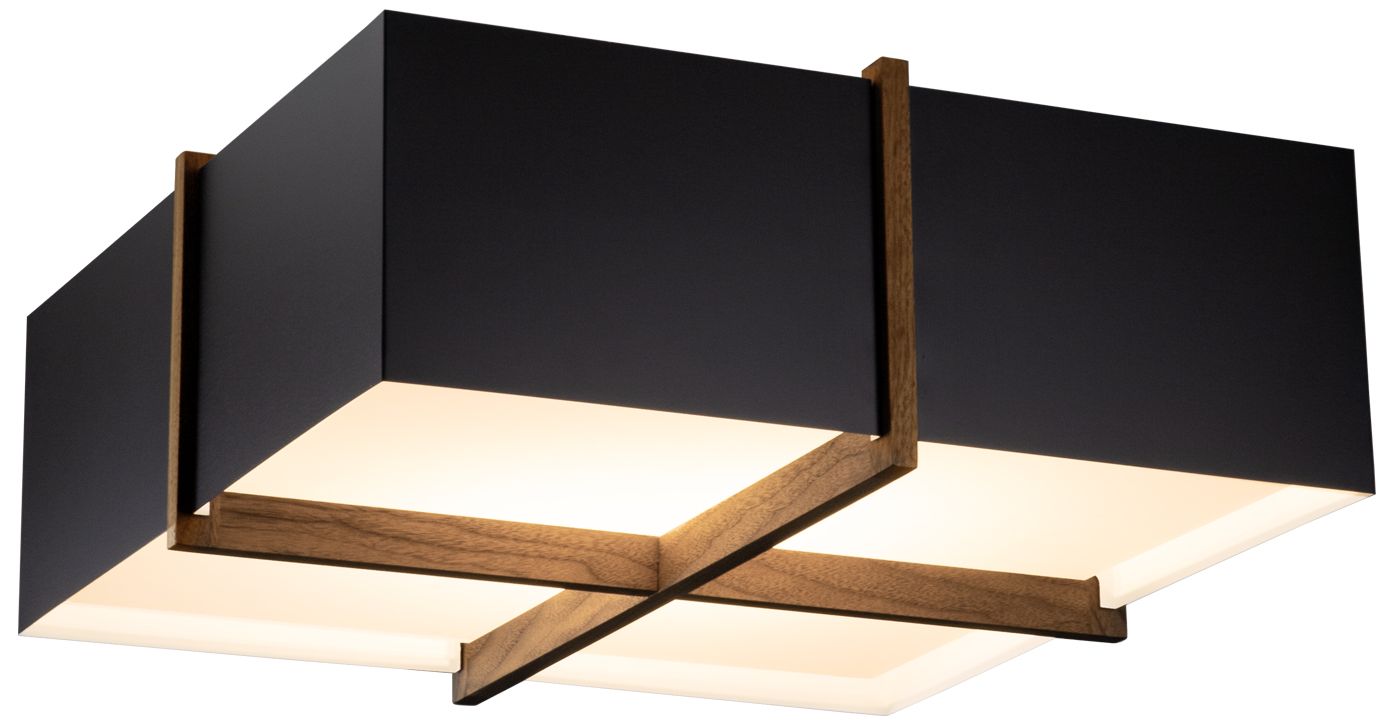 Veram 18"W Walnut 3000K LED Flushmount w/Black &amp; White Made to Ord