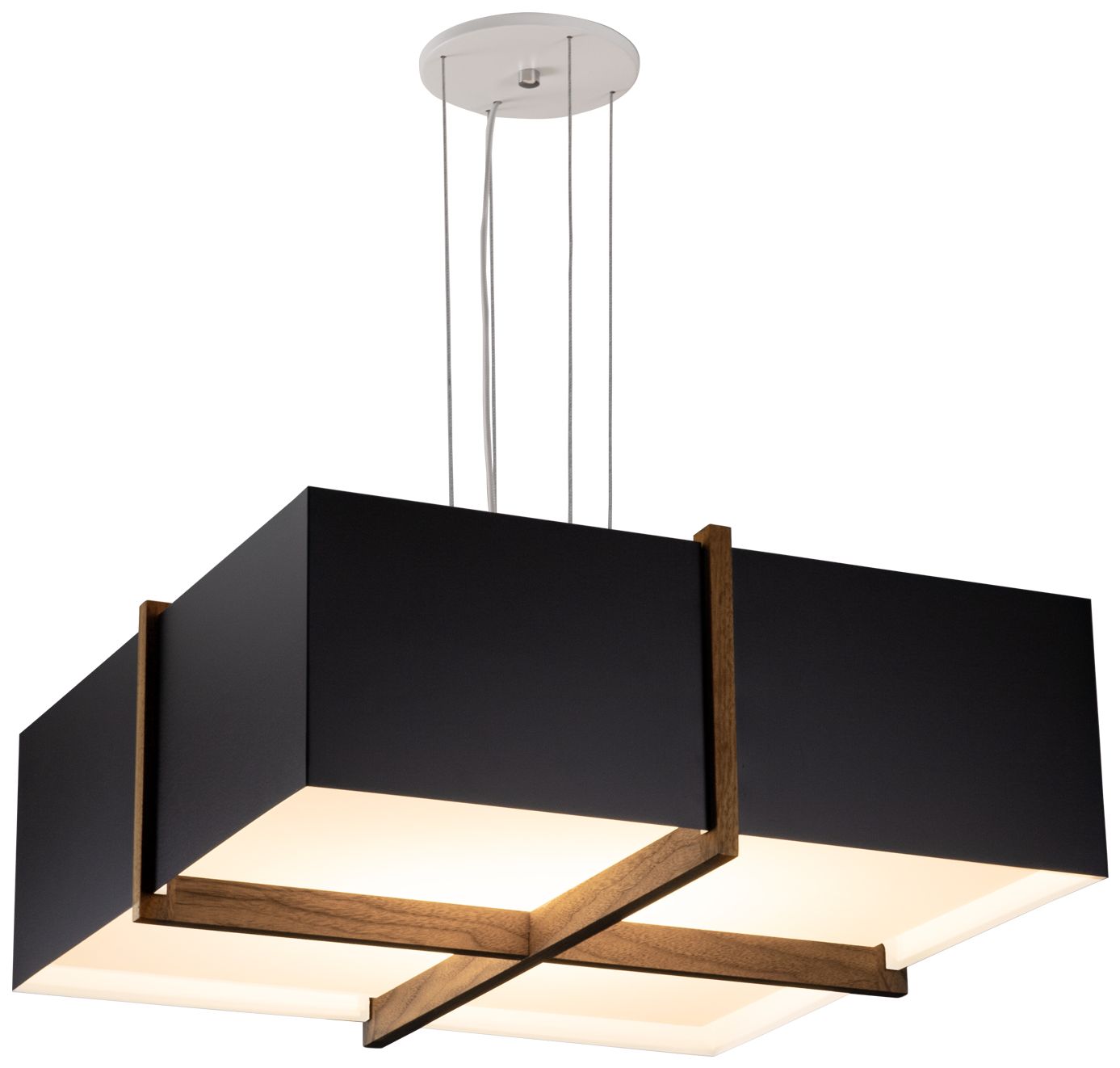 Veram 18"W Walnut 3000K LED Pendant w/Matte Black and White Made to Or