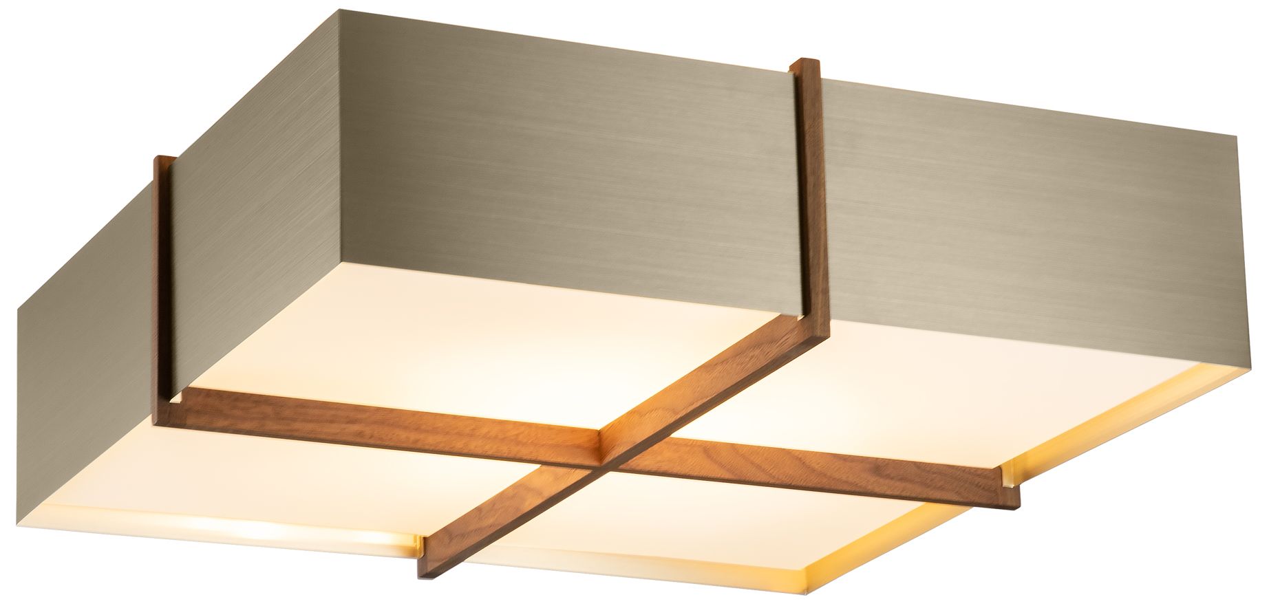 Veram 18"W Walnut 2700K LED Flushmount With Distressed Brass Made to Order
