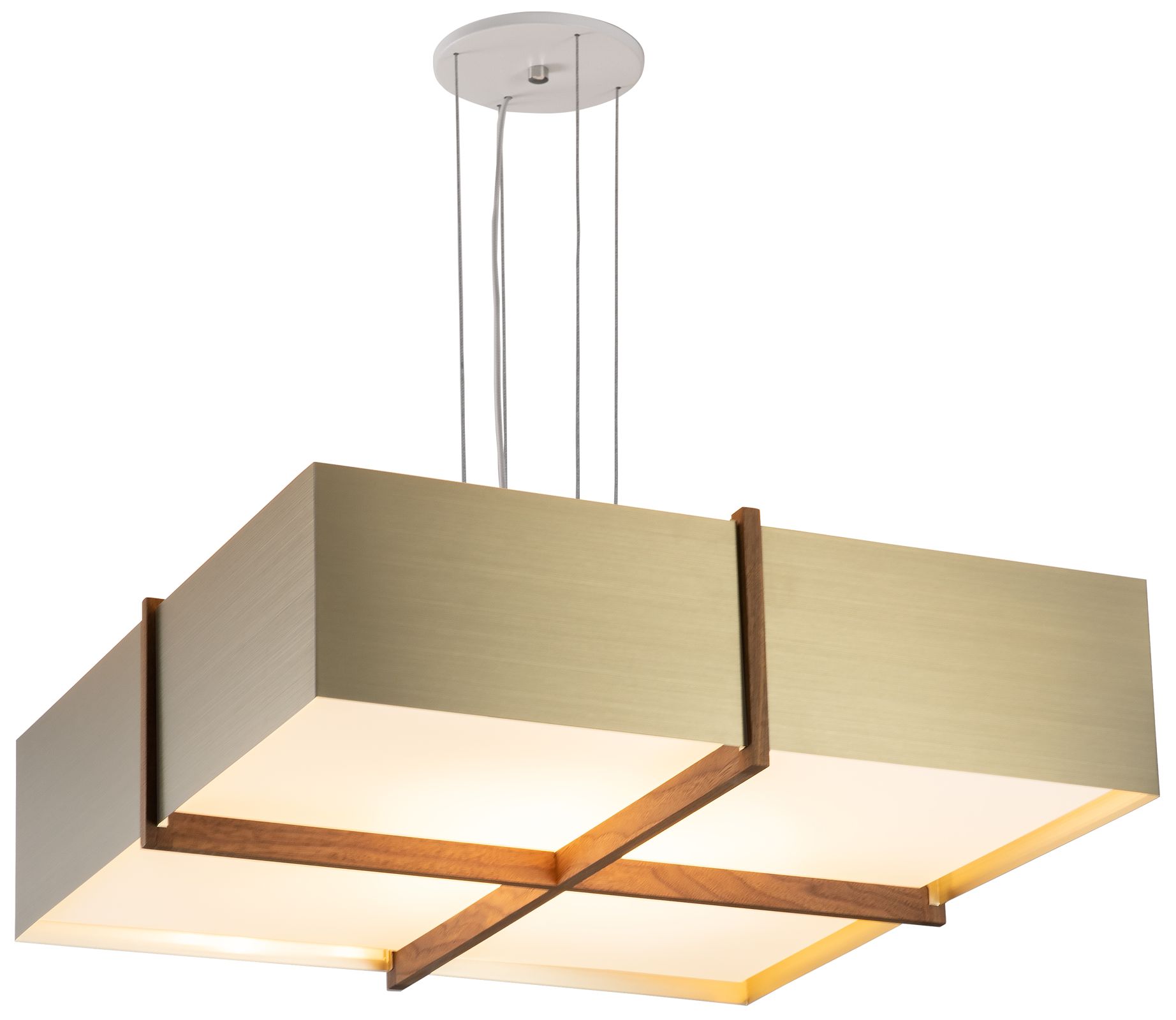 Veram 18"W Walnut 2700K LED Pendant With Brushed Brass Shade Made to Order