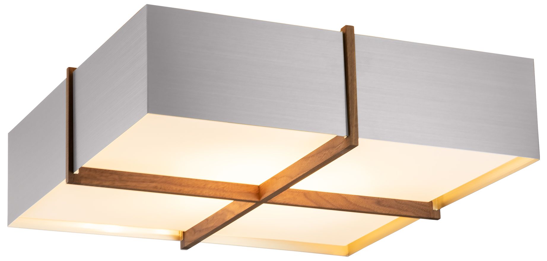 Veram 18"W Walnut 3000K LED Flushmount With Brushed Aluminum Made to Order