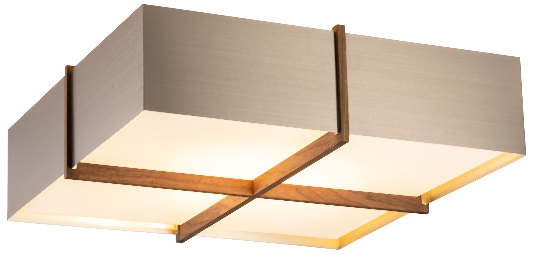 Veram 18"W Walnut 3500K LED Flushmount Brushed Rose Gold Made to Order
