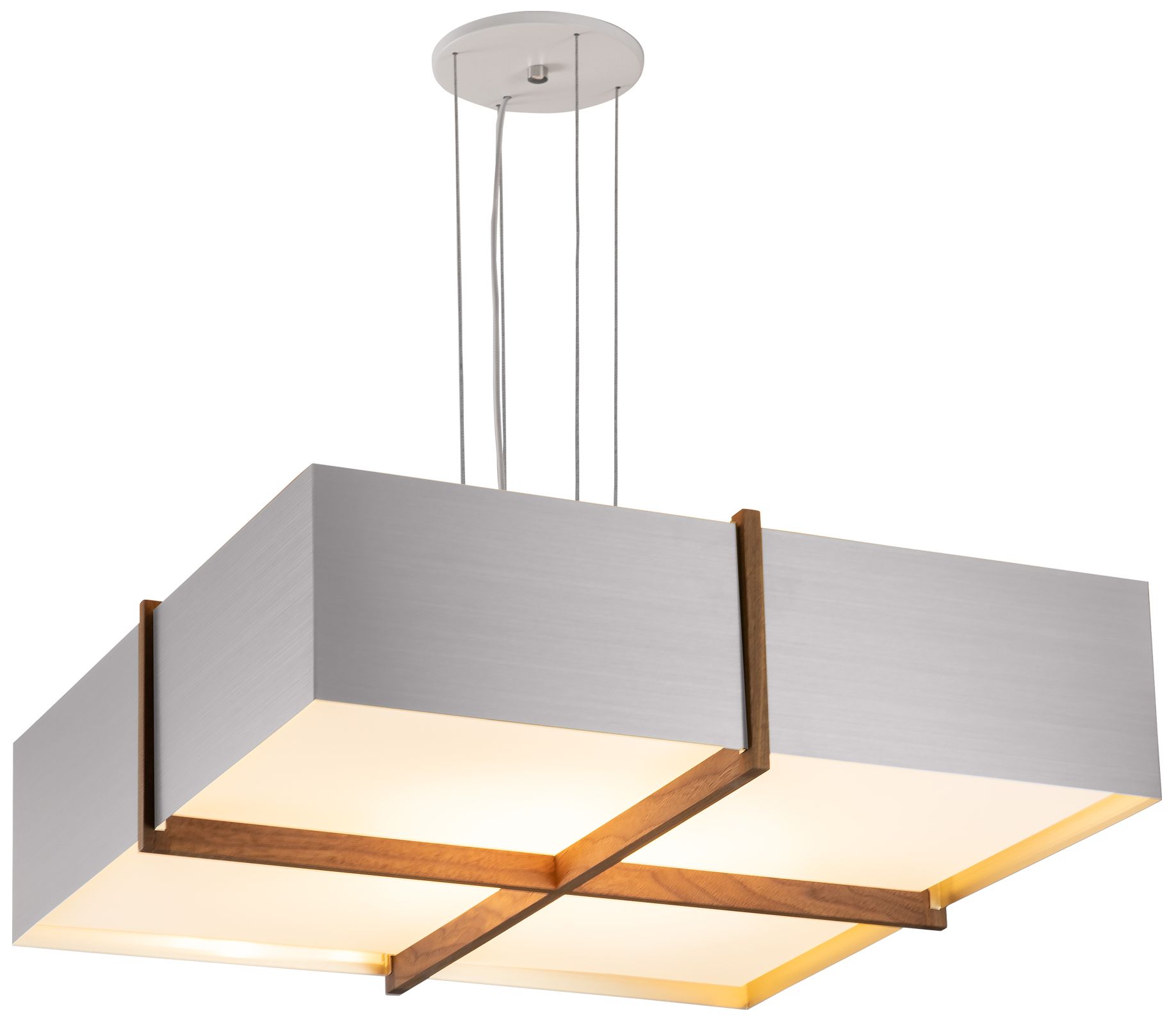 Veram 18"W Walnut 3500K LED Pendant With Brushed Aluminum Made to Order