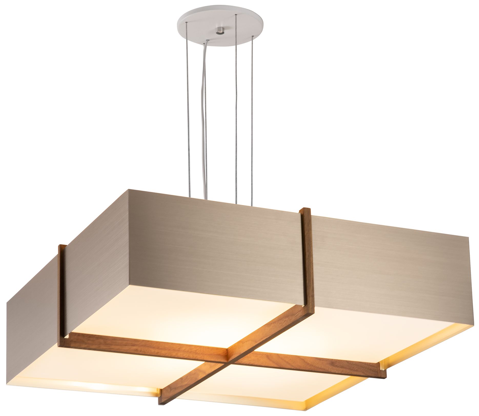 Veram 18"W Walnut 3500K LED Pendant With Brushed Rose Gold Made to Order