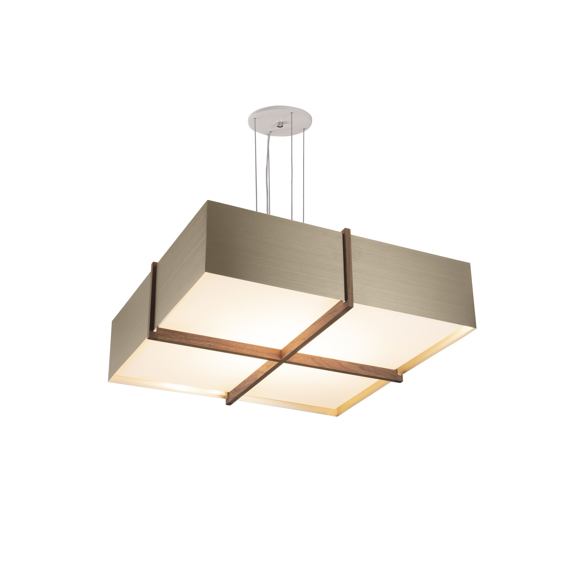 Image 2 Veram 18" Wide Walnut 4000K LED Pendant With Distressed Brass Shade more views