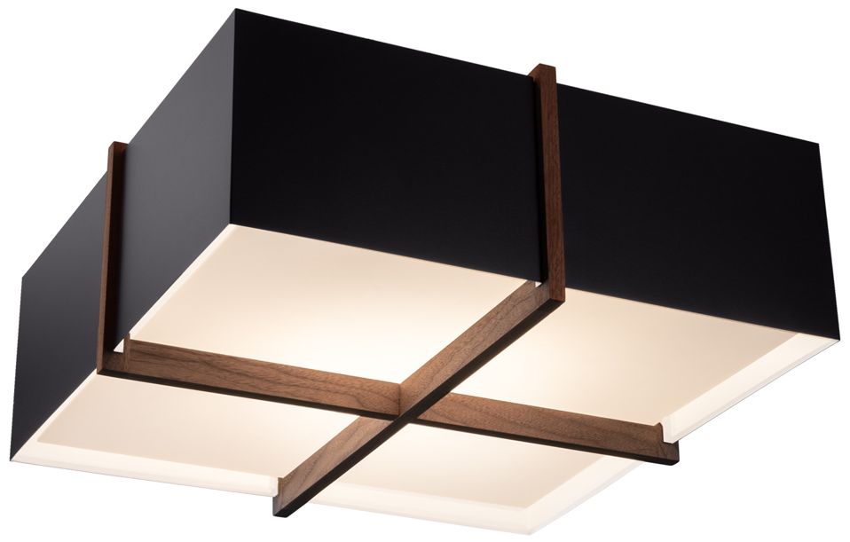 Image 2 Veram 24" Wide Walnut 2700K LED Flushmount With Matte Black and White  more views