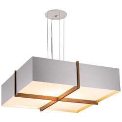 Veram 24" Wide Walnut 2700K LED Pendant With Brushed Aluminum Shade